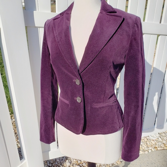 Express Jackets & Blazers - Express Solid Purple Plum Velvety Blazer Jacket 4